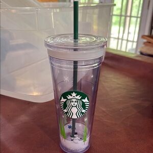 Starbucks Clear and Green Tumbler
